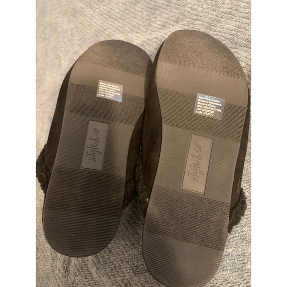 Style & Co SNC Brooklynn Black Faux Suede Fur Lined Slide Slippers Womens 6.5M - Picture 5 of 9